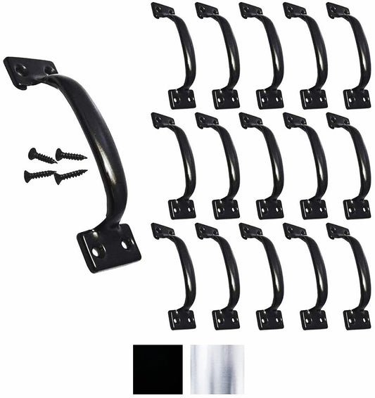 15 Pack, Premium Black Pull Handle 5-3/4" Utility Door Pulls, Black Handles for Home Improvement, Barn Door Hardware with Screws - color: Black, size: 15 Pack