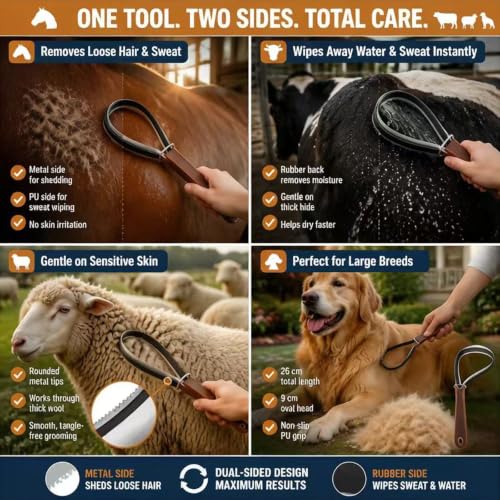 Horse Shedding Blade & Sweat Scraper 2-in-1 Grooming Cattle Sheep - size: 1 pcs