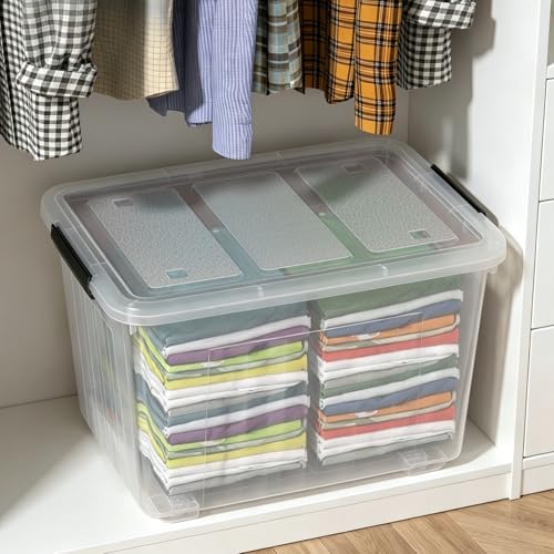 Large Plastic Storage Box with Lid, 70 Quart, 4 Packs - size: 70 Quart