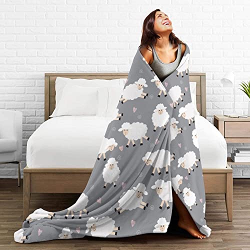 Fleece Blanket Cute Sheep Lightweight Ultra-Soft Micro Throw Blanket for Sofa Couch Bed Camping Travel - Super Soft Cozy Microfiber Blanket 80"X60" - color: Sheep (Grey), size: 80"x60"