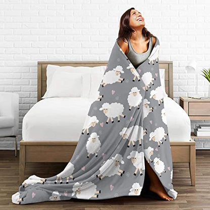 Fleece Blanket Cute Sheep Lightweight Ultra-Soft Micro Throw Blanket for Sofa Couch Bed Camping Travel - Super Soft Cozy Microfiber Blanket 80"X60" - color: Sheep (Grey), size: 80"x60"