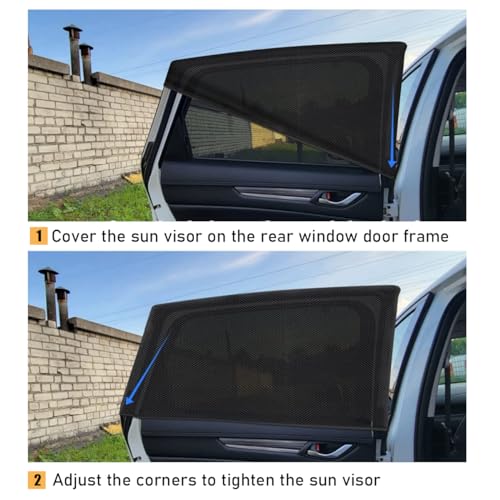 povtii 2 PCS Car Window Shades, Breathable Mesh Side Window Sun Shade Blocker for Privacy Blackout, Auto Window Screen UV Protection Cover for Baby Family Pet, Car Accessories (Rear 20.1"21.3") - color: Car Rear 20.1"×21.3"
