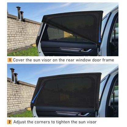 povtii 2 PCS Car Window Shades, Breathable Mesh Side Window Sun Shade Blocker for Privacy Blackout, Auto Window Screen UV Protection Cover for Baby Family Pet, Car Accessories (Rear 20.1"21.3") - color: Car Rear 20.1"×21.3"