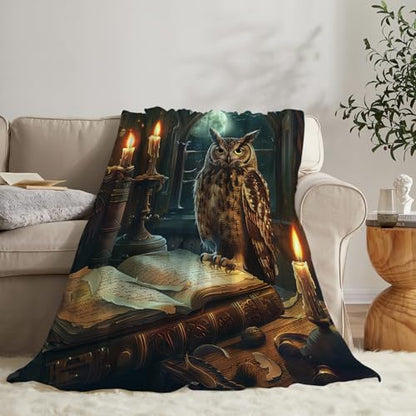 Owl Blanket Owls Book Lovers Gifts Throw for Women Girls 80"X60" - color: Owl Book, size: 80"x60"