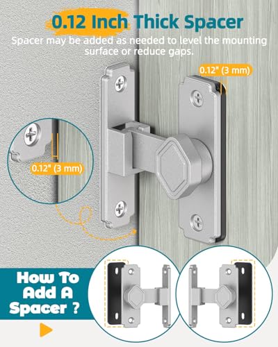 90 Degree Barn Door Lock, Rustproof Sliding Gate Latch, Silver 4Pcs - color: Silver-4PCS