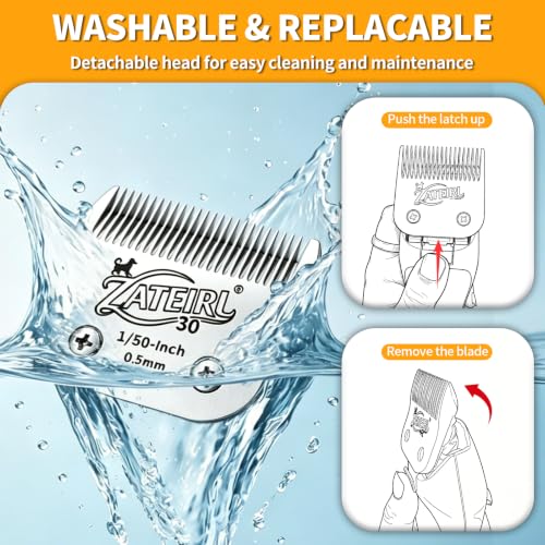 3 Pack Pet Grooming Clipper Blades with Ceramic Cutters, Sizes 10, 30 & 7FC, Silver, Compatible with Andis, Oster A5, Wahl KM10 A5 Style Dog Clippers - color: Silver, size: 10# + 30# + 7FC