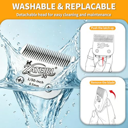 3 Pack Pet Grooming Clipper Blades with Ceramic Cutters, Sizes 10, 30 & 7FC, Silver, Compatible with Andis, Oster A5, Wahl KM10 A5 Style Dog Clippers - color: Silver, size: 10# + 30# + 7FC