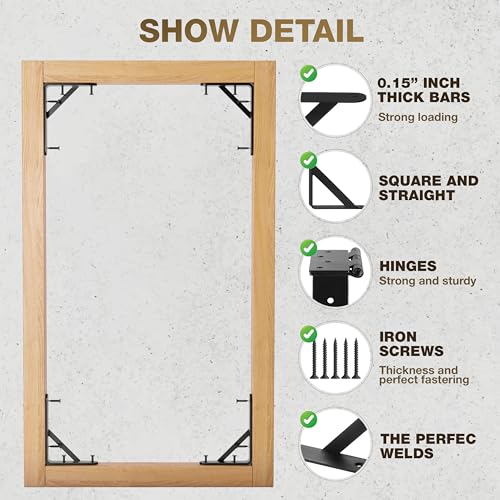 Gate Corner Brace Kit, Adjustable Anti-Sag Hardware for Wooden Gates