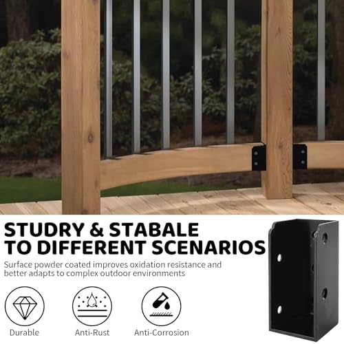 Deck Railing Concealed Brackets,DIY Woodwork Concealed-Flange Hanger for 2" x 4”(Actual:1.5" x 3.5") Wood Beam,U-Shaped Joist Hanger Bracket for Wood Fence,Deck Handrails,Staircase - 12Pack