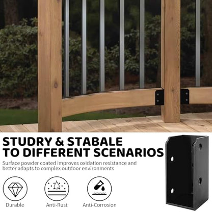 Deck Railing Concealed Brackets,DIY Woodwork Concealed-Flange Hanger for 2" x 4”(Actual:1.5" x 3.5") Wood Beam,U-Shaped Joist Hanger Bracket for Wood Fence,Deck Handrails,Staircase - 12Pack