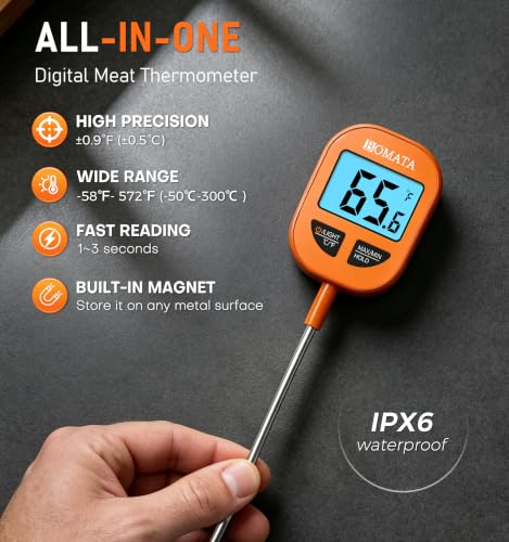 BOMATA Digital Meat Thermometer, 5" Probe, IPX6 Waterproof - size: 5"