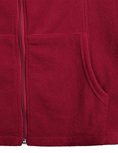 Hibelle Women's Outdoor Full-Zip Thermal Fleece Jacket with Pockets - color: 205-wine Red, size: XX-Large