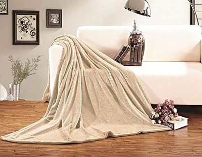 Elegant Comfort Micro-Fleece Ultra Plush Luxury Solid Blanket, Full/Queen, Cream - color: Cream, size: Full/Queen