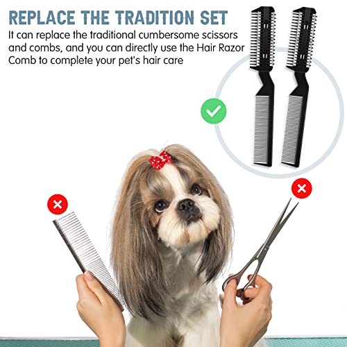 Yinkin 5-Piece Dog Hair Razor Comb with 25 Extra Blades - Manual Pet Grooming Tool for Dogs & Cats (Black) - color: Black