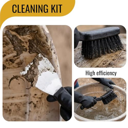 2 Pack Horse Bucket Brush Water Trough Scrub Brush, Stiff Bristle | Heavy-Duty Non-Slip Handle, Includes Cleaning Scraper and Gloves for Livestock Farms, Feed Troughs, Barns and Outdoor Use