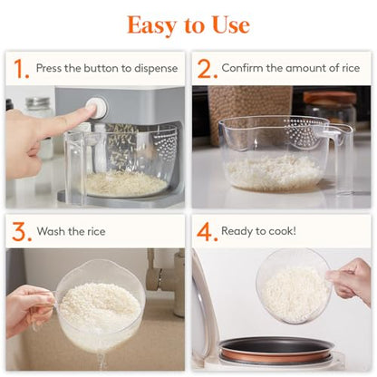 Lifewit Rice Dispenser 25 Lbs, Airtight Storage with Measuring Cup, Grey - color: Light Grey