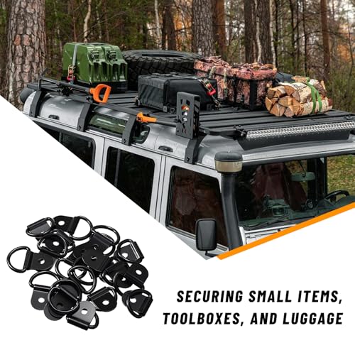 10 PCS D-Ring Tie Down Anchors, Small Metal Cargo Surface Mount Lashing Rings, Heavy Duty Anchor Points Load-Bearing Brackets for Van Truck Trailer Boat Cargo Securing (Black) - color: Black