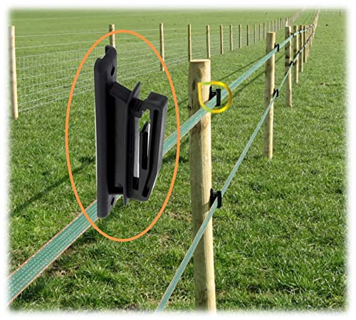 Electric Fence Polytape High Tensile Insulators for Wood Post, Fencing Accessories, Black (PK20)