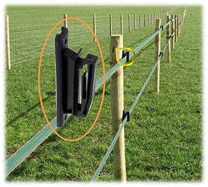 Electric Fence Polytape High Tensile Insulators for Wood Post, Fencing Accessories, Black (PK20)