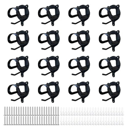 Horse Bridle Racks 16 Counts Metal Hanger Black Bridle Hooks | Horse Tack Storage Halter Hooks, Barn Supplies Bracket, With Screws Tubes, Stable Organization Tool, Horse Barn Supplies