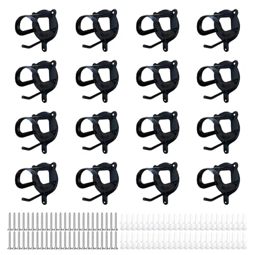 Horse Bridle Racks 16 Counts Metal Hanger Black Bridle Hooks | Horse Tack Storage Halter Hooks, Barn Supplies Bracket, With Screws Tubes, Stable Organization Tool, Horse Barn Supplies