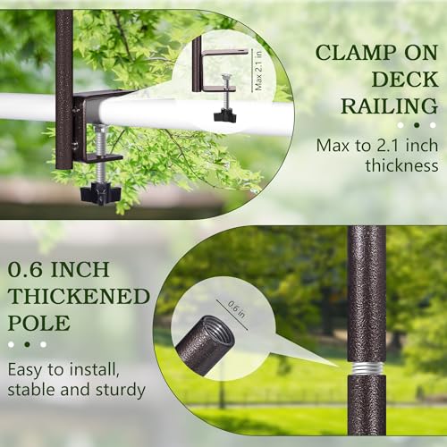 YINGYM Deck Bird Feeder Pole with Bird Bath, Two Adjustable Branches - size: 42 Inches without Squirrel Baffle