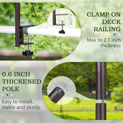 YINGYM Deck Bird Feeder Pole with Bird Bath, Two Adjustable Branches - size: 42 Inches without Squirrel Baffle