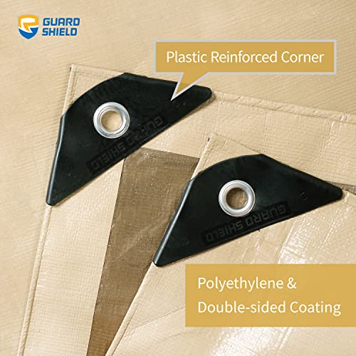 GUARD SHIELD Beige Tarp Heavy Duty Waterproof 6x8 Feet Outdoor Poly Tarps Cover Thick UV Resistant Canopy Tarpaulin with Grommets 10mil - color: Beige/Khaki, size: 6x8