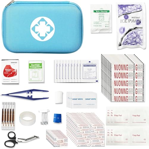 First Aid Kit 276PCS Car Home Camping Essentials Blue Emergency Kit AMORNING - color: Blue-276pcs