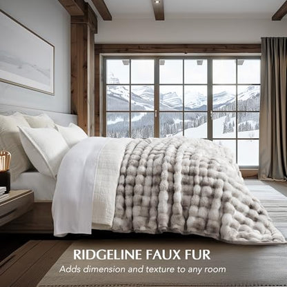EverGrace Faux Rabbit Fur Bubble Throw Blanket, 90"x90", Light Grey - color: Marble Grey, size: 90"x90"