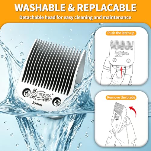 Size 3/4HT Detachable Pet Grooming Clipper Blade with Ceramic Cutter, 19mm 3/4 Inch Cut Length, Silver, Compatible with Andis, Oster A5, Wahl KM10, 1 Pack - color: Silver, size: 3/4HT 19mm