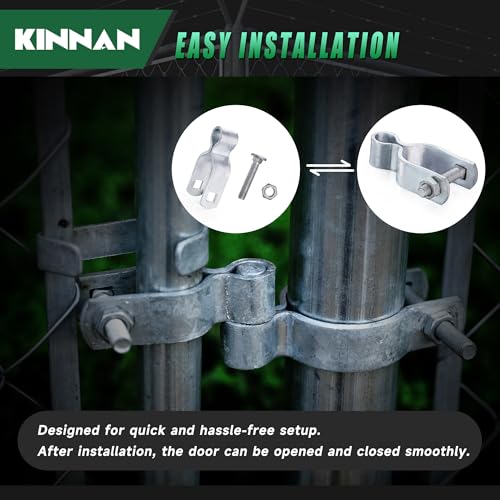 KINNAN 1-5/8" Chain Link Fence Gate Female Hinge, Heavy Duty Galvanized Steel, Gate Hinges with Bolts and Nuts, Durable Fence Hardware for Secure and Long-Lasting, Easy Installation (2 Pack) - size: 1-5/8