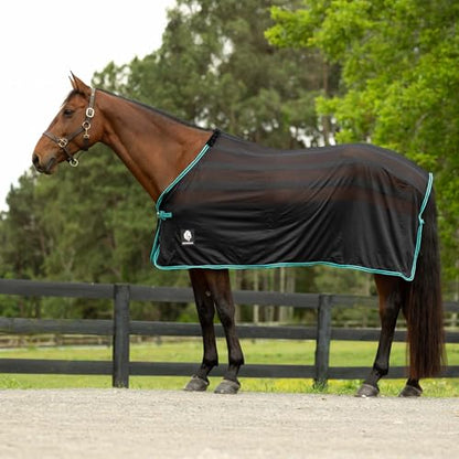 Equinavia Sefyr Breathable Lightweight Cooling Scrim Sheet - Black/Turquoise - S - color: Black/Turquoise, size: S