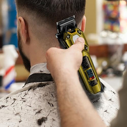 VGR 600&900 Cordless Barber Clipper Trimmer Set with LED Display, Gold - color: Gold