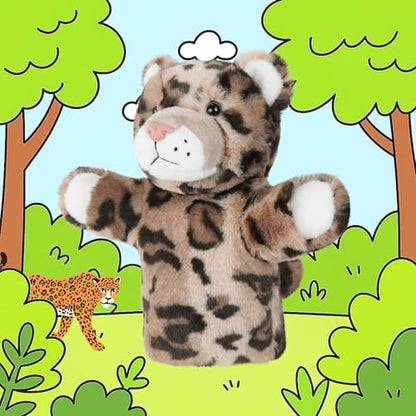 Puppet for Kids Gift for Boys Girls Interactive Role Play Animal Hand Toy Stuffed Plush Wild Animal Safari Educational Tool Leopard - color: Leopard
