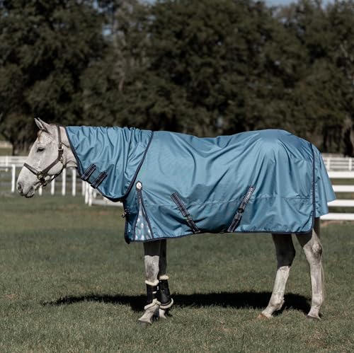 Equinavia Thunder 360 Detachable Neck Light Weight Turnout Blanket 100g - Bluestone Blue - 69 in - color: Bluestone Blue, size: 69 in