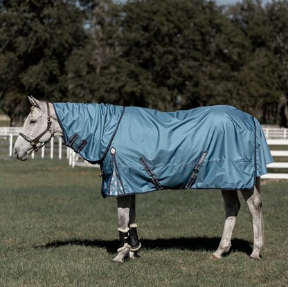 Equinavia Thunder 360 Detachable Neck Light Weight Turnout Blanket 100g - Bluestone Blue - 69 in - color: Bluestone Blue, size: 69 in