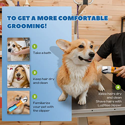 Dog Clippers for Grooming 400W with Rechargeable 5h-Standby Battery | Low Noise < 50db, Cordless Heavy-Duty Pet Hair Shaver Kit, with 2 Sharp & Detachable Blades of 3MM&6MM, Blue - size: 400W