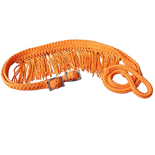 HILASON 1" X 8Ft Braided Poly Barrel Racing Reins Flat Grip - color: Orange