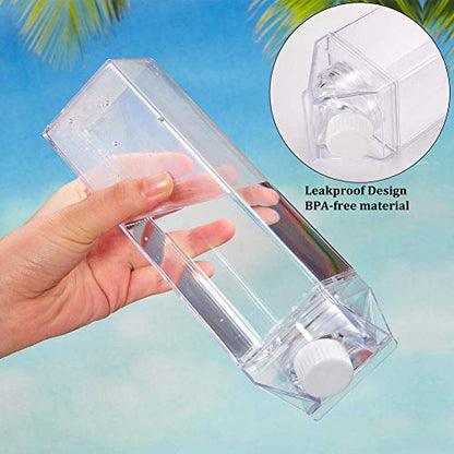 Milk Carton Water Bottle 33oz (1000mL) Plastic Square Milk Bottles No BPA Leakproof Water Bottle Portable Reusable Milk Carton Shaped Juice Bottle Perfect for Fitness Gym Camping Sports