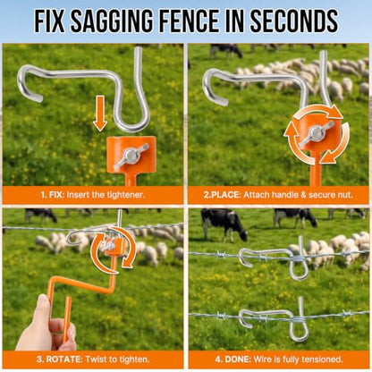 Aolamegs Fence Wire Tightener,20Pcs Twisting Tool&Tensioner Handle with Bag