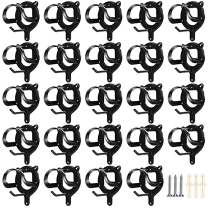 LEIFIDE 24 Counts Horse Bridle Rack Metal Bridle Bracket Hooks with Tubes and Screw Black Harness Tack Storage Halter Hanger for Horse Barn Tack Room Stable Rack Holder Wall Mount Supplies