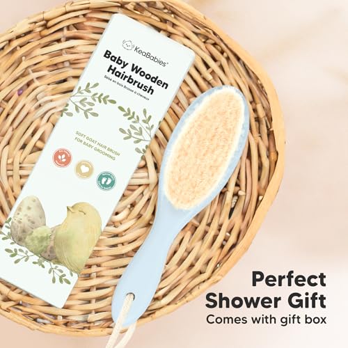 Wooden Baby Hair Brush for Toddler, Infant Cradle Cap (Frost, Regular) - color: Frost, size: Oval, Regular 7"