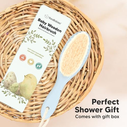 Wooden Baby Hair Brush for Toddler, Infant Cradle Cap (Frost, Regular) - color: Frost, size: Oval, Regular 7"