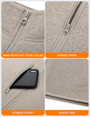HENNCHEE Heated Fleece Jackets for Women with 12V 16000mAh Power Bank | Dual Control 5 Carbon Fiber Heating Zones Zip Up Heating Sweater, 3 Levels Heated Knitted Sweatshirt Coat - color: Grey, size: XX-Large