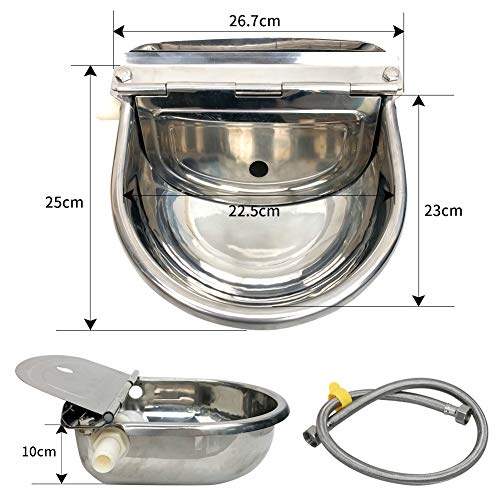 Automatic Water Trough Dog Feeder Bowl with 39" Length Pipe & Float for Cattle Horse Goat Sheep Animals Stainless Pet Livestock Tool