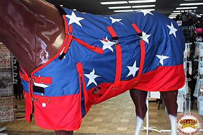 American Flag 76 in HILASON 1200D Winter Waterproof Poly Horse Turnout Blanket Belly Wrap - color: American Flag, size: 76 In