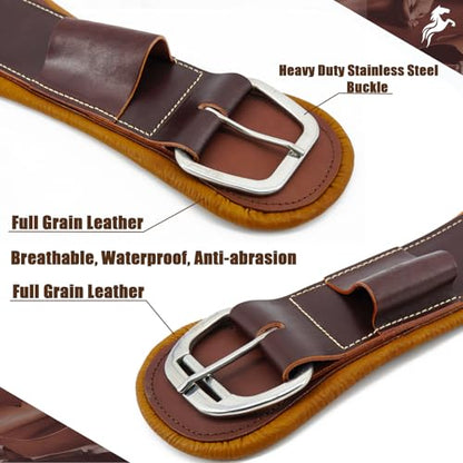 Jeereal Western Genuine Leather Cinch for Trail Riding & Rodeo ，28-32 Inch (Brown) - size: 30 Inch