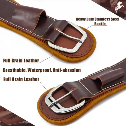 Jeereal Western Genuine Leather Cinch for Trail Riding & Rodeo ，28-32 Inch (Brown) - size: 28 Inch