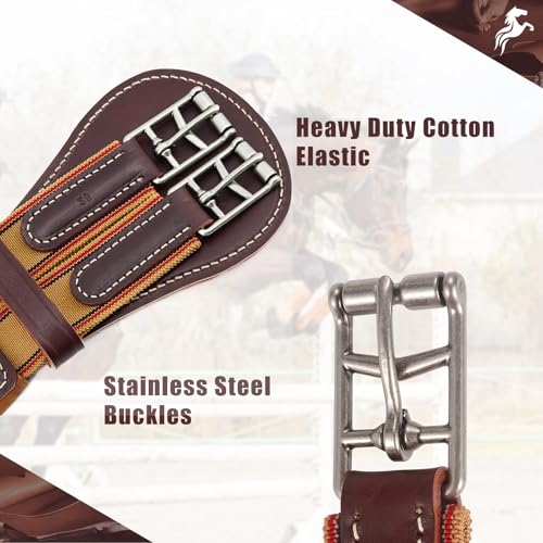 Jeereal English Dressage Girths,Breathable Horse Girth for English Saddle,Premium Equestrean Gear,Made Genuine Leather - size: 32"